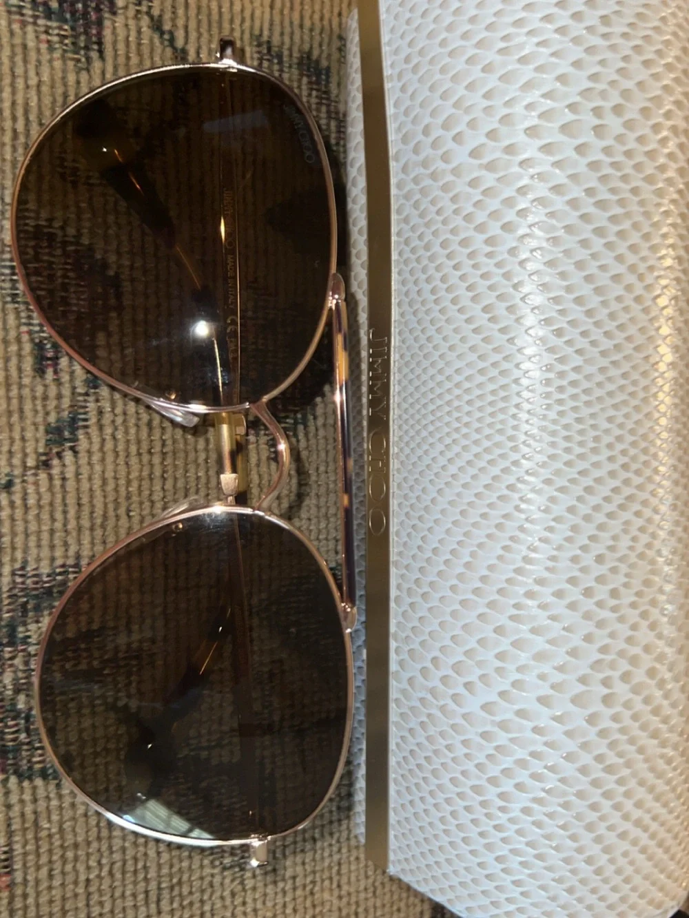 Jimmy Choo Gold Frame Sunglasses with Brown Lenses